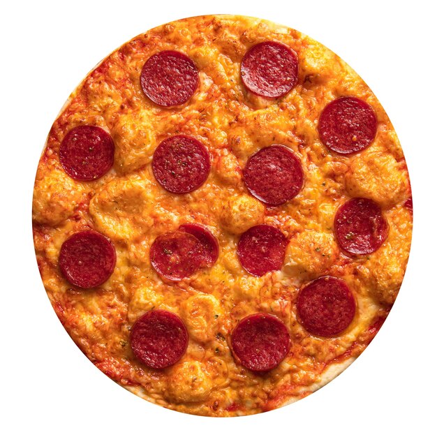 Pizza au pepperoni isolée avec salami