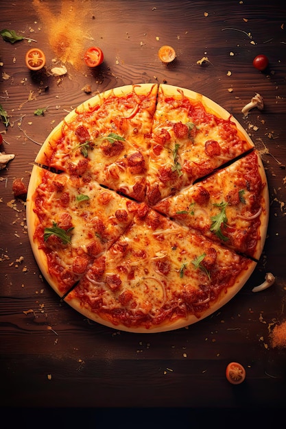 Photo une pizza au poulet rustique