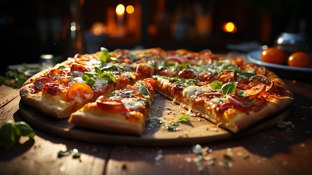 Pizza aux légumes frais cuits au four et tomates ai générative