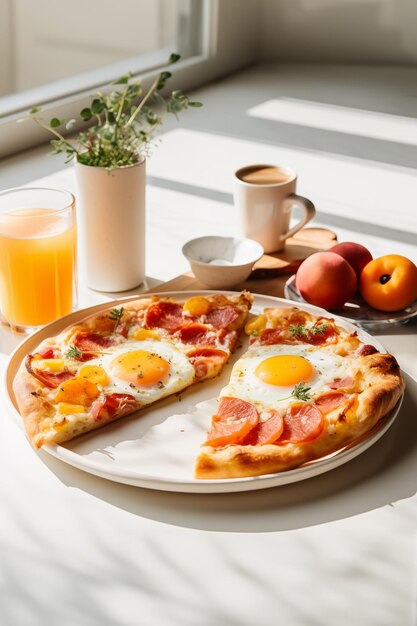 Pizza aux œufs pour le petit déjeuner