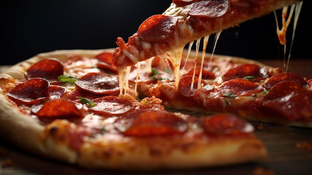 une pizza aux poivrons avec du fromage et des poivrons sur une table en bois