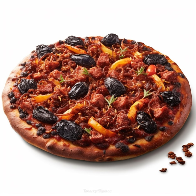 Une pizza avec beaucoup de garnitures dessus