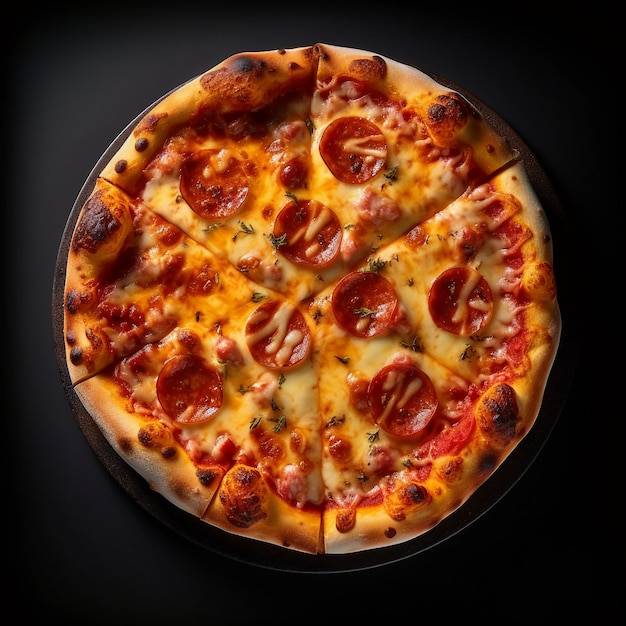 Une pizza chaude avec du fromage fondu qui s'écoule sur les bords.