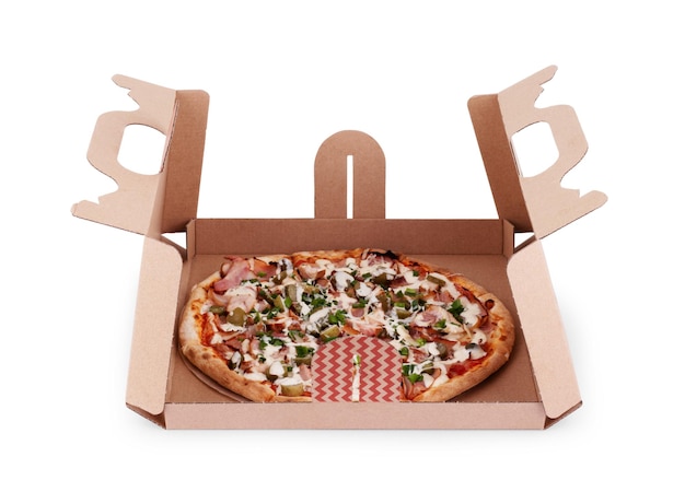 Photo pizza dans une boîte en carton