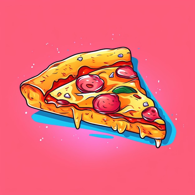 Photo une pizza dans le style des dessins animés.