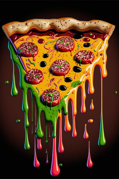 Photo pizza dégoulinant de peinture