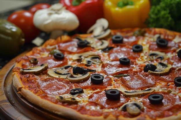 Pizza avec divers ingrédients sur la table