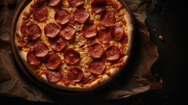 Une pizza avec du pepperoni sur le dessus