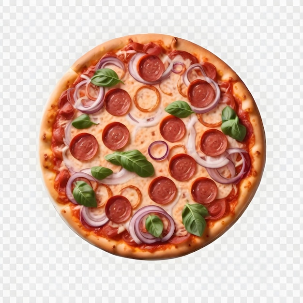 Une pizza sur un fond transparent