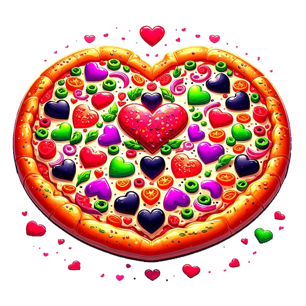 La pizza en forme de cœur du jour de la Saint-Valentin Clipart PNG IA générative