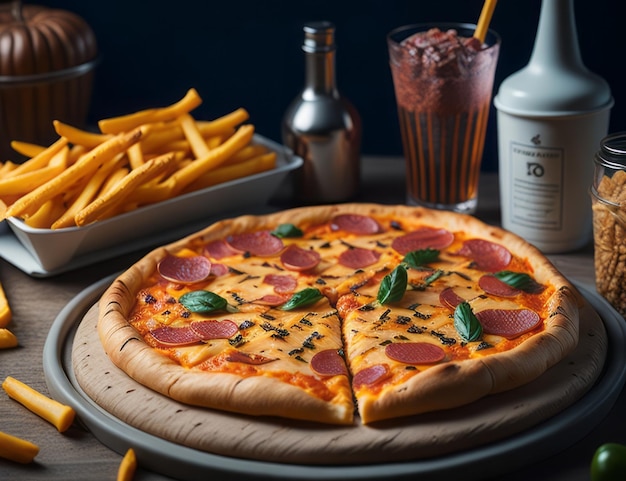 Pizza frites Nourriture pour le voyage