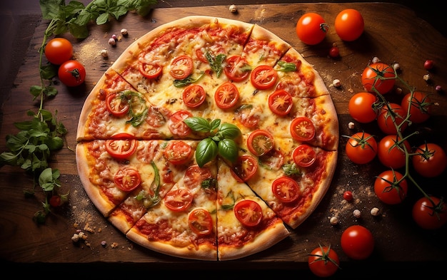 Pizza fusion délicieuse avec un mélange de fromage et de tomates