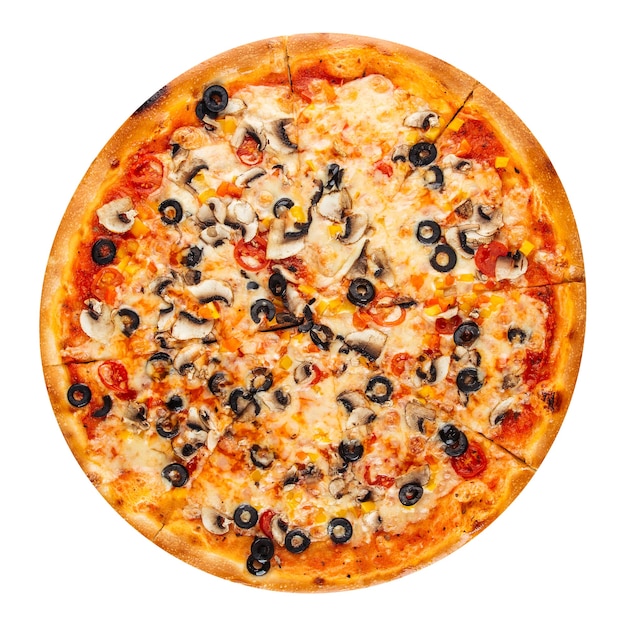 Pizza isolée aux champignons et olives