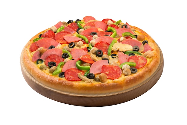 Pizza isolée sur fond blanc