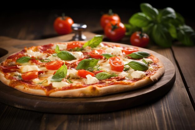 Pizza italienne fraîchement cuite sur une table en bois