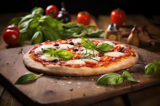 Pizza italienne fraîchement cuite sur une table en bois