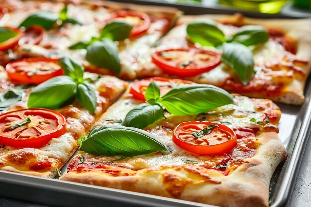 Pizza italienne maison fraîche margherita avec mozzarella de buffle et basilic sur fond blanc