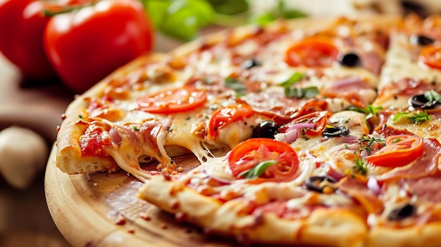 Pizza italienne Margherita fraîche faite maison avec mozzarella de buffle et basilic Génératif Ail