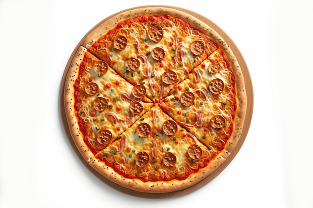 Pizza italienne savoureuse sur fond blanc isolé, photographie, générative a