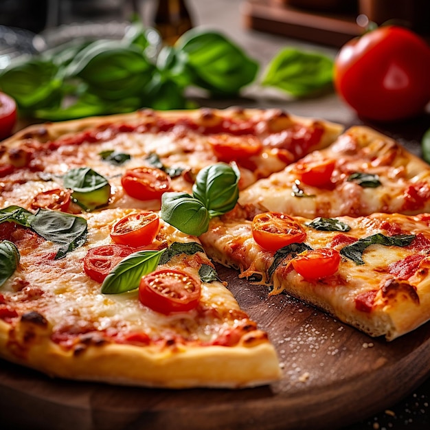 pizza italienne sur une table en bois