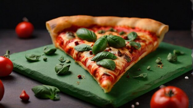 Photo une pizza margerita sur un fond vert