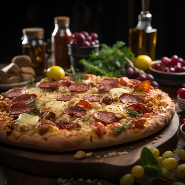 Pizza Margherita italienne fraîche faite maison avec de la mozzarella de buffle et du basilic