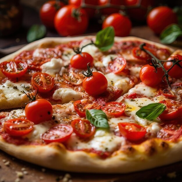 Pizza Margherita italienne fraîche faite maison avec de la mozzarella de buffle et du basilic