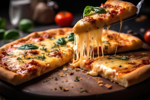 Pizza Margherita italienne maison fraîche avec mozzarella de bufflonne et basilic