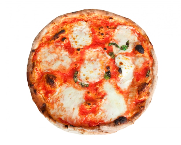 Pizza Margherita avec des tranches de mozzarella