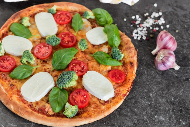 Pizza, nourriture, légumes, champignons.