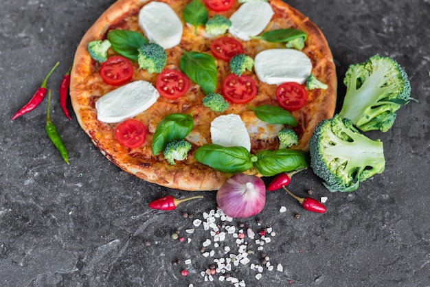 Pizza, nourriture, légumes, champignons.