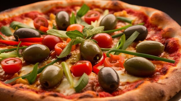 Pizza avec des olives et des légumes