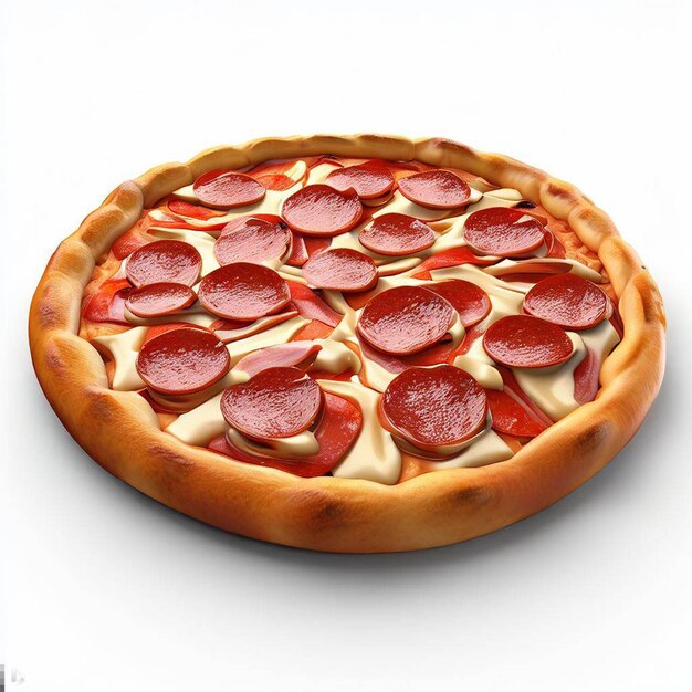 Photo pizza pepperoni réaliste sur fond blanc