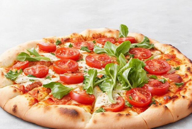 Une pizza spéciale et délicieuse avec des tomates.