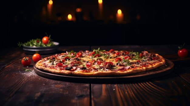 La pizza sur une table en bois