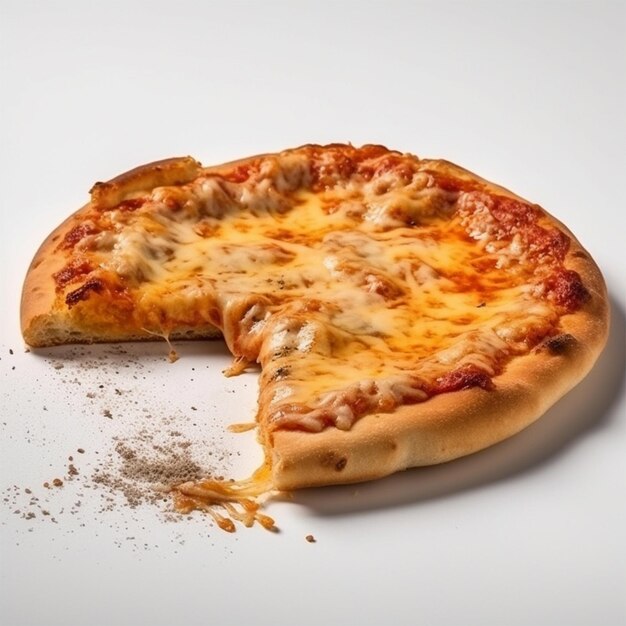 Une pizza avec une tranche manquante