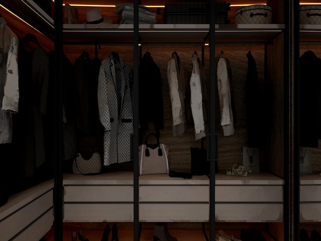 Un placard avec un sac blanc dessus