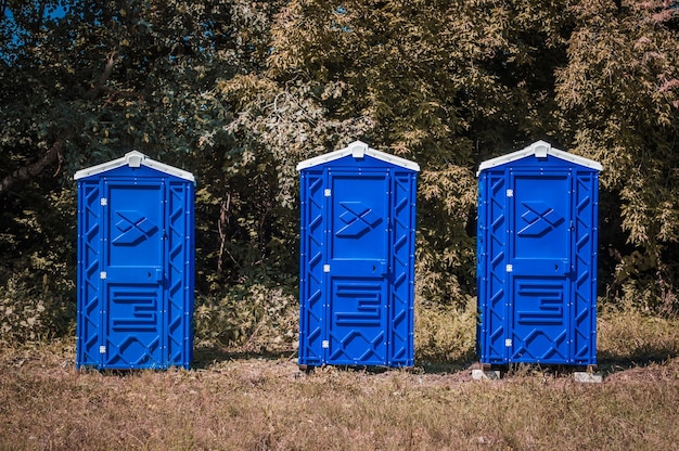 Placards secs bleus sur l'herbe verte