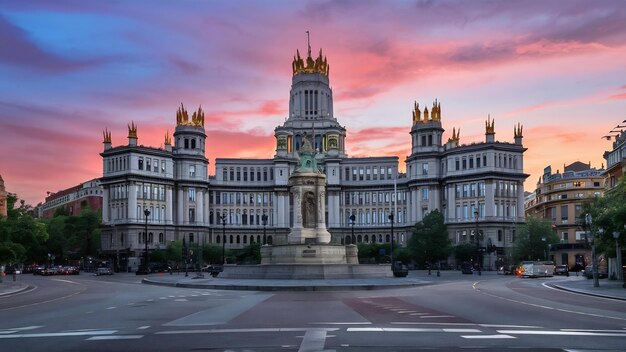 La place des Cibeles au crépuscule d'été à Madrid