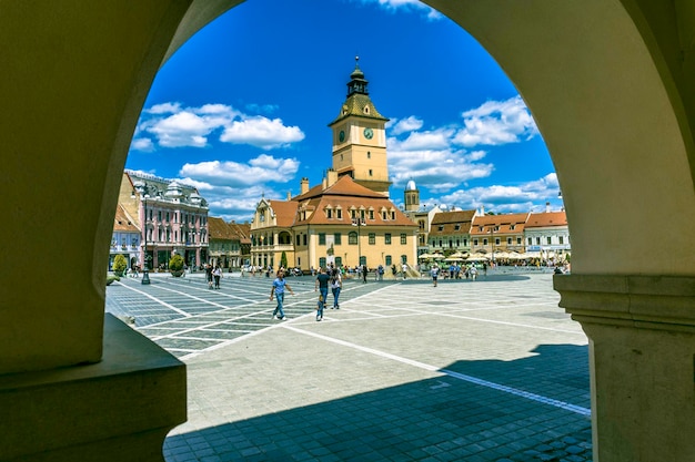 Place du Conseil Brasov, point de repère de la Transylvanie, Roumanie