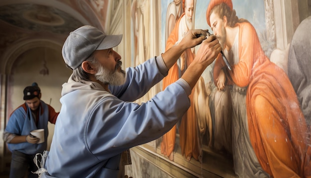 le plafond d'une église est peint avec des peintures