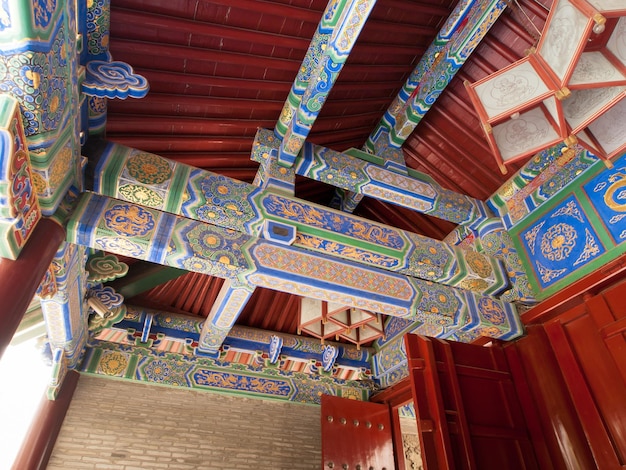 Plafond peint du bâtiment historique à Xian, Chine.