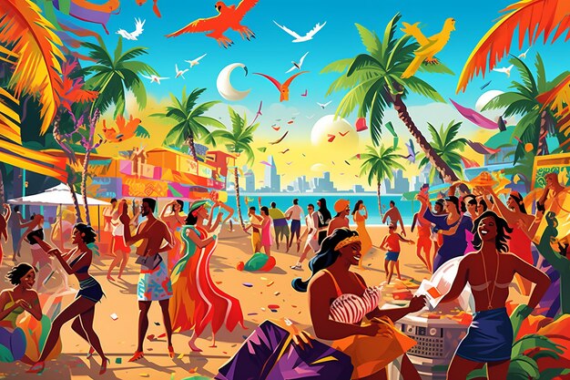 Photo la plage animée et le carnaval de porto seguro bahia