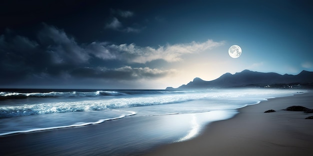 Photo plage au clair de lune