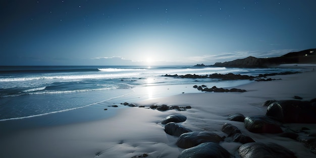 Plage au clair de lune