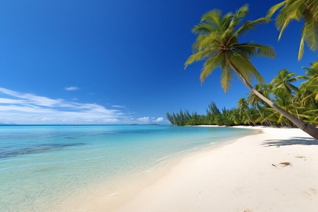 Une plage au soleil de sable blanc et un océan tropical calme