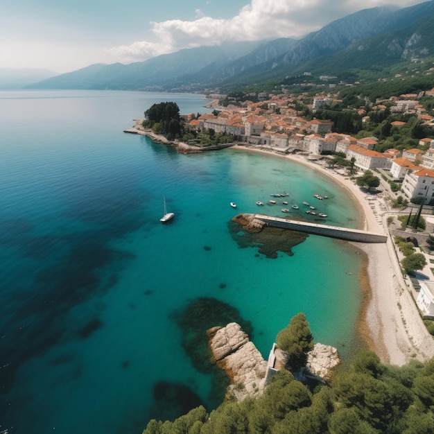 Une plage avec un bateau dans l'eau