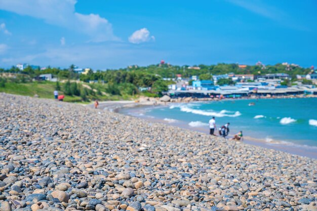 Plage de Bay Mau à Mui Ne Binh Thuan fond de galets de pierre de mer Fond de nature abstraite avec des pierres de galets Coup plein cadre de cailloux multicolores Gros plan