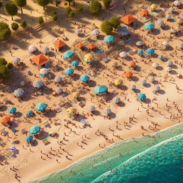 Plage bondée