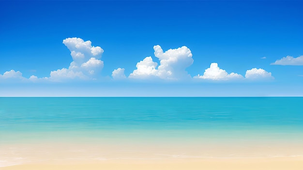 Une plage avec un ciel bleu et des nuages